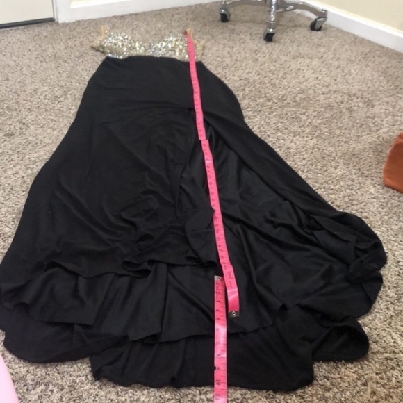 Poly USA By Neblon Gown Maxi Dress Size Small Petite Black Rhinestone - Picture 10 of 12